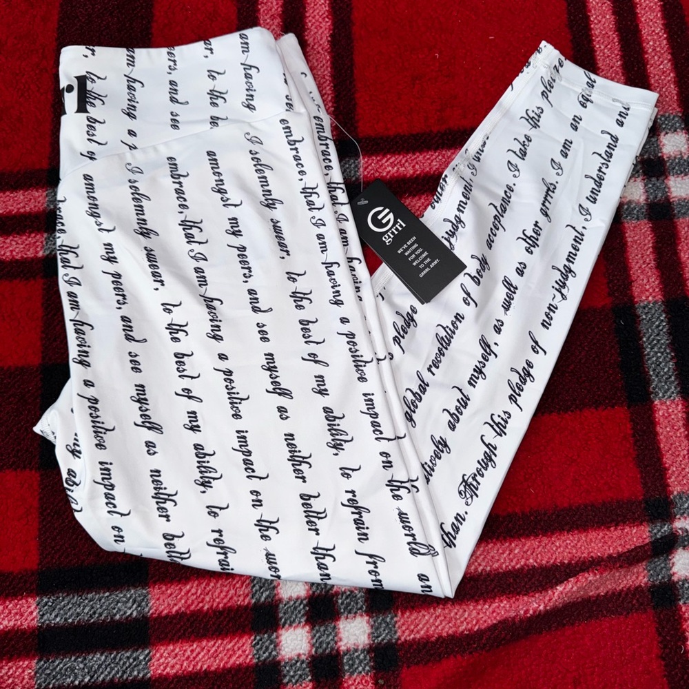2/$50- Grrrl Next Level White Script Print Leggings